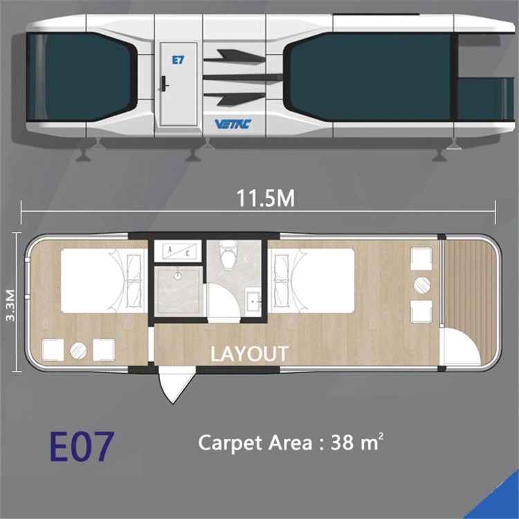 Prefabricated hotel outdoor capsule cabin room with toilet 4